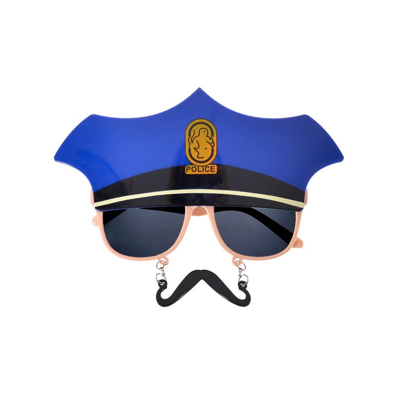 Police Glasses and Hanging Moustache Novelty Costume Glasses
