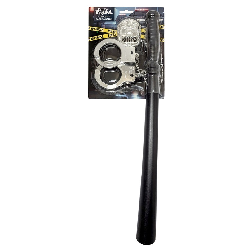 Police Officer Handcuffs Badge And Baton Costume Accessory Set
