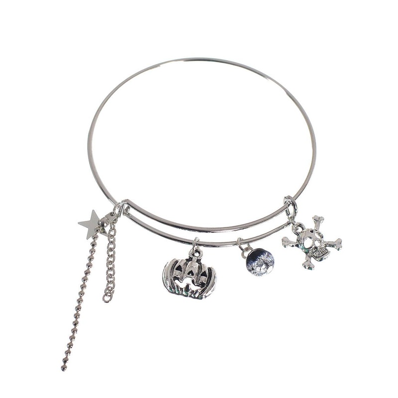Pumpkin and Skull Halloween Costume Bangle Bracelet