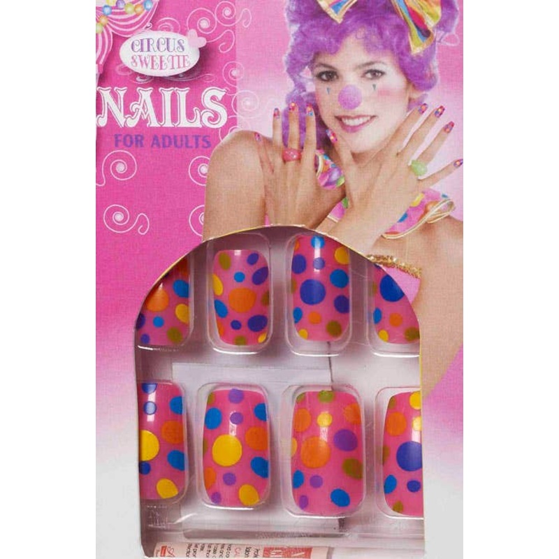 Rainbow Polka Dot Costume Nails
