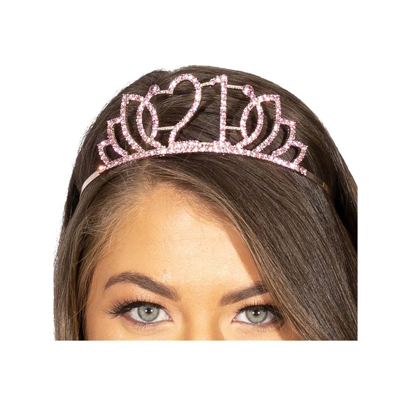 Rose Gold Rhinestone 21st Birthday Party Tiara