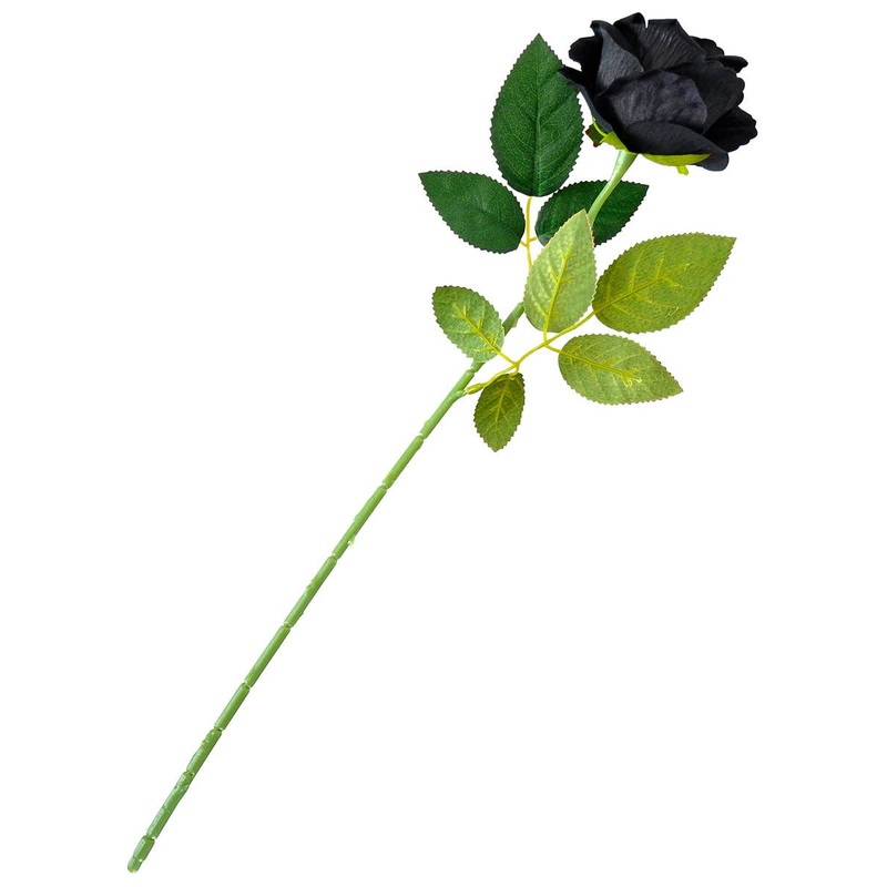 Single 52cm Black Rose Costume Accessory