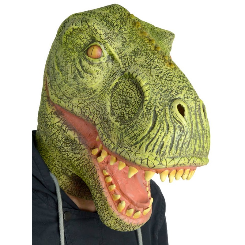 Tyrannosaurus Rex Green Latex Full Head Costume Mask