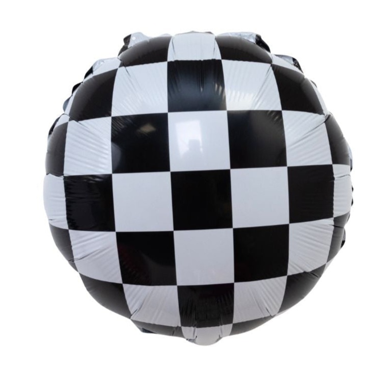 17" Round CHECKERED FLAG   Mylar Balloon