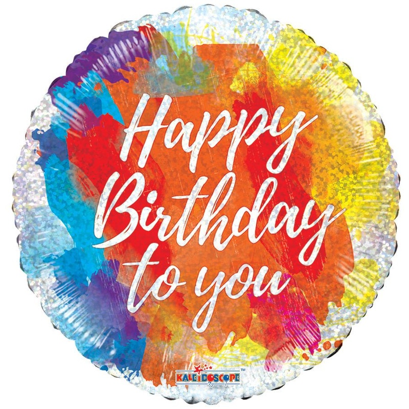 18 Happy Birthday Brushes Holographic - (Single Pack). 15494-18