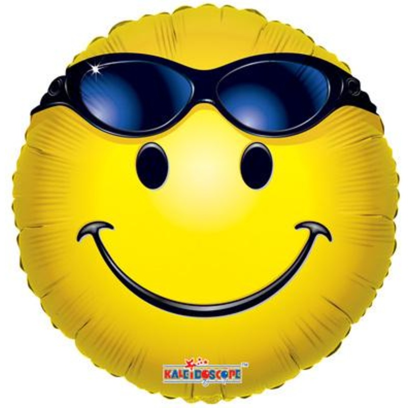 18" Summer Smiley Sunglasses Balloon - (Single Pack). 17525-18