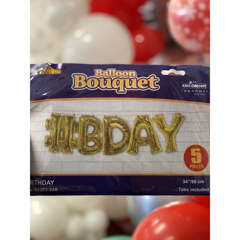 34" Bouquet # Bday Gold Assortment 5 pcs (Single Pack). 15583-34