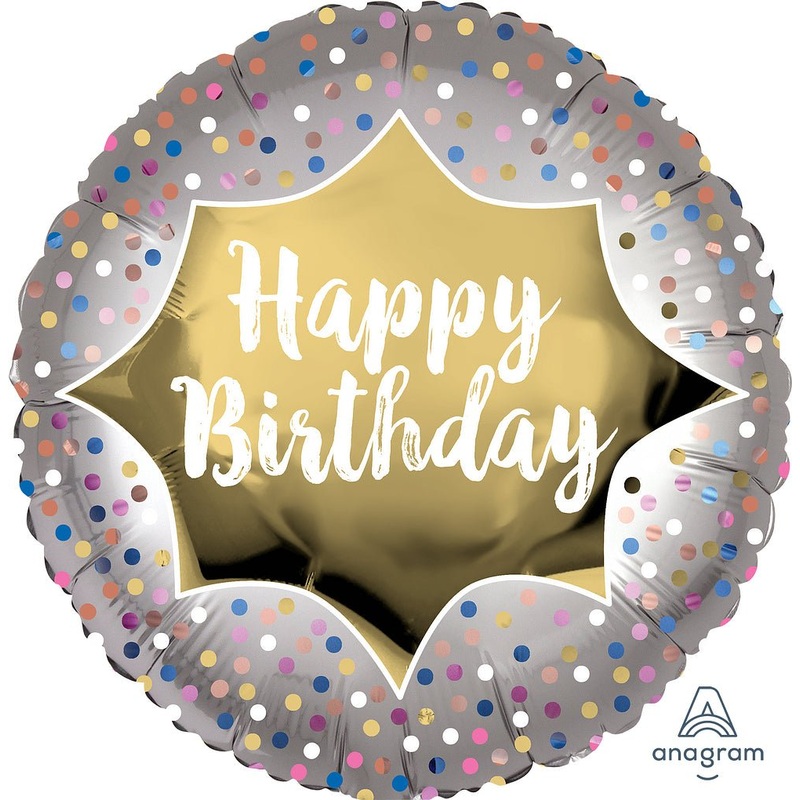 Birthday Satin Gold Burst 18" - (Single Pack). 3906401
