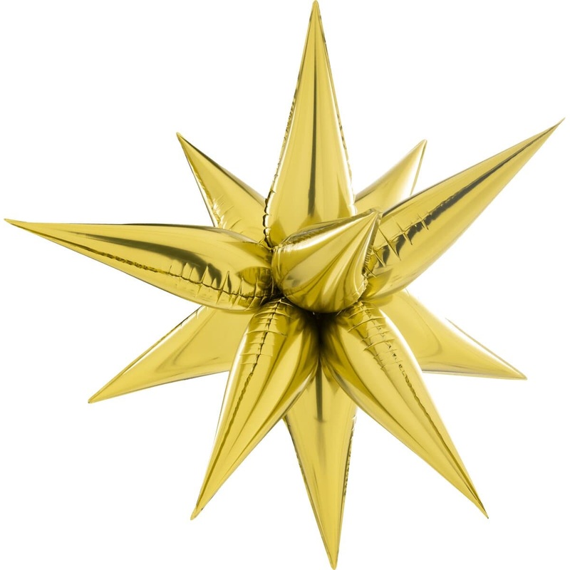 Decochamp Starburst Gold 3D Foil Balloon - 26" in.