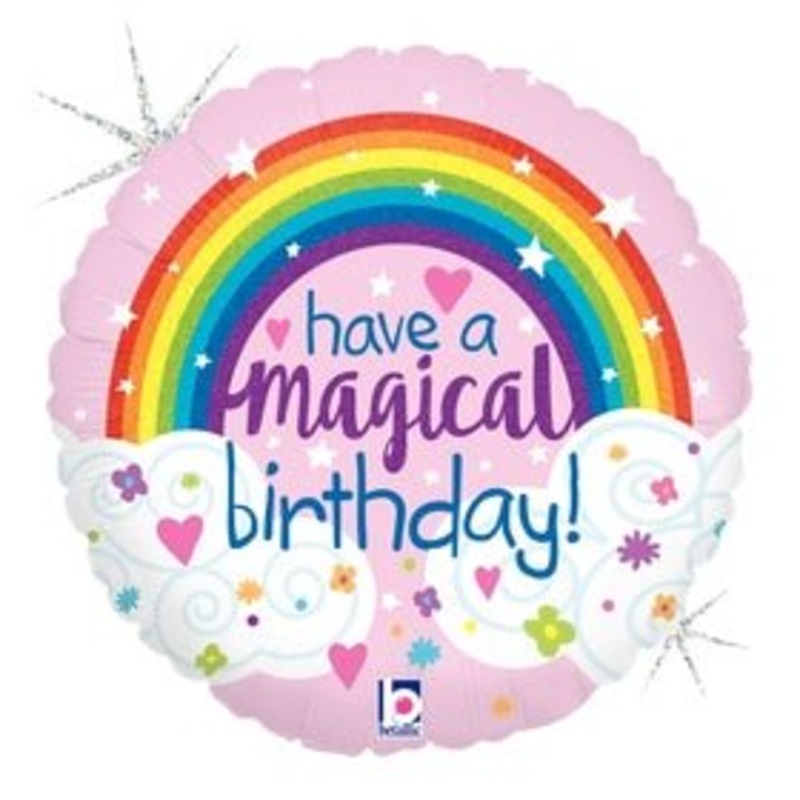 Glitter Magical Rainbow Birthday 18" 36698 (Single Pack)