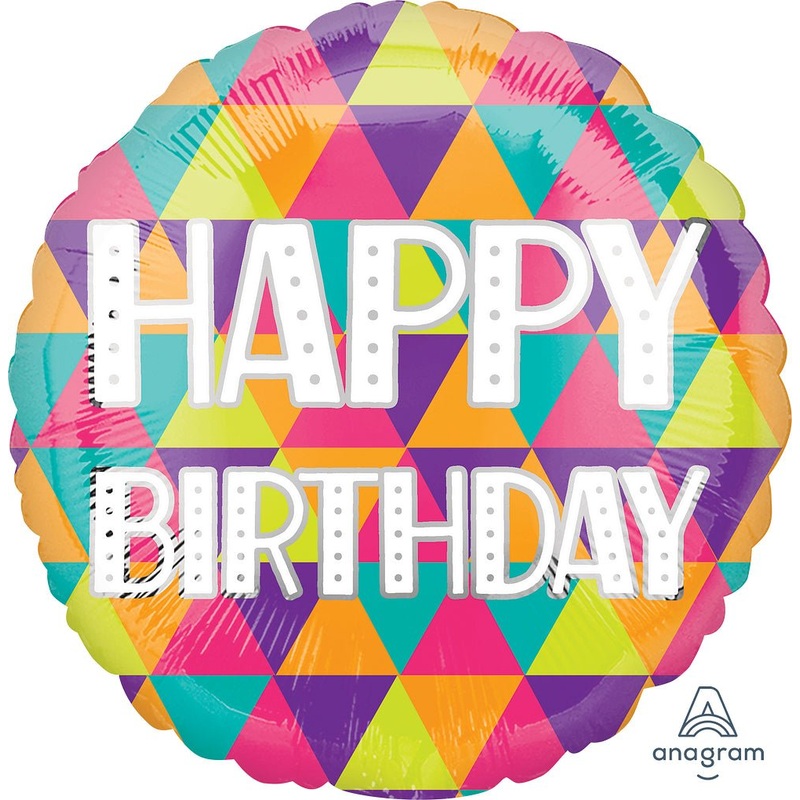 Happy Birthday Colorful Triangles 17" - (Single Pack). 3962901