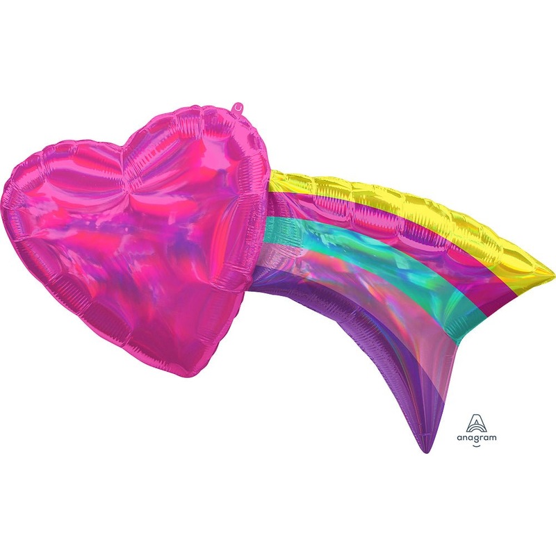 Iridescent Rainbow with Heart 33" x 18" - (Single Pack). 4124601