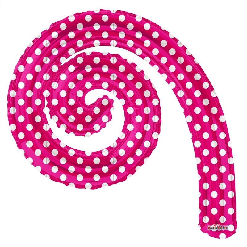 Kurly Spiral Hot Pink Dots 14" (Flat). 15041-DCF