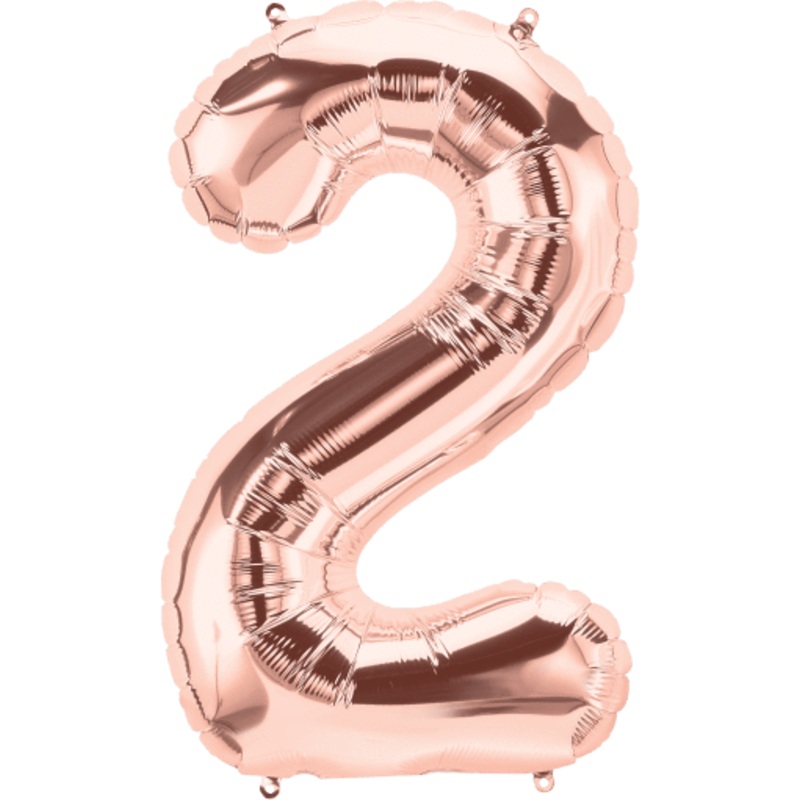 Number 2 Rose Gold Foil Balloon 14" in each. 15682-14