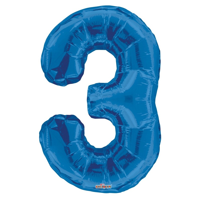 Number 3 Blue Foil Balloon 34". 19665-34