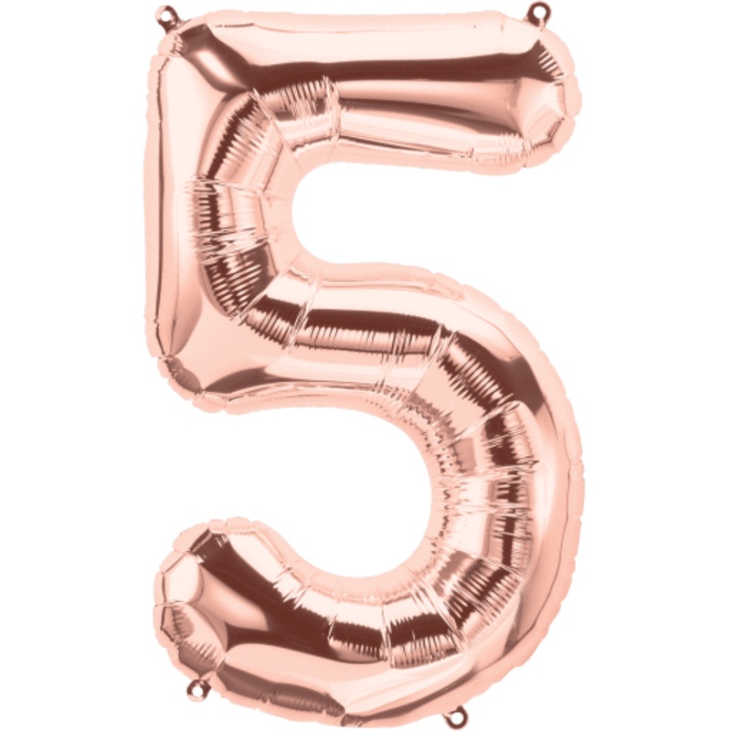 Number 5 Rose Gold Foil Balloon 14" in each. (Flat) 15685-14
