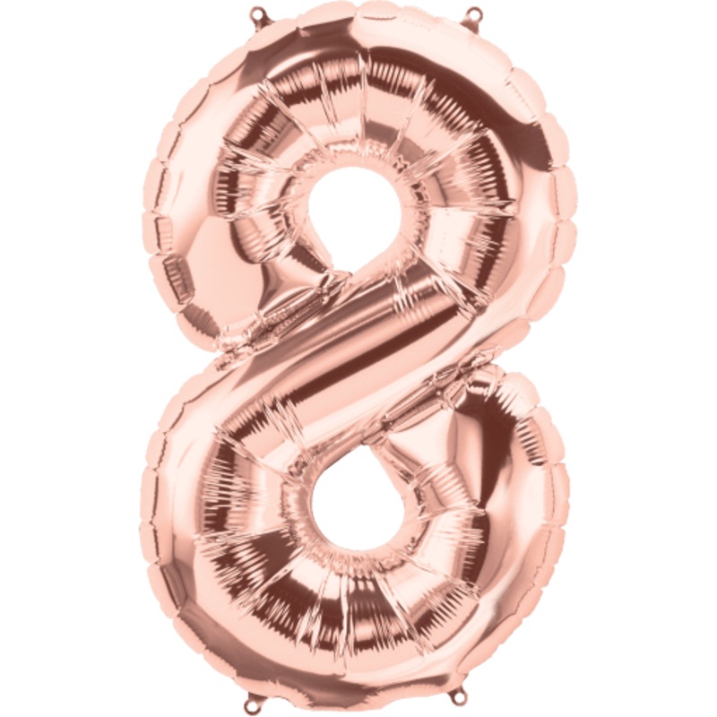 Number 8 Rose Gold Foil Balloon 14" in each. 15688-14
