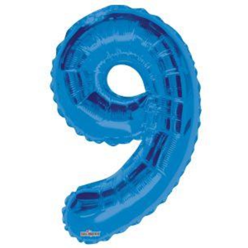 Number 9 Blue Foil Balloon 34" in each. 19671-34