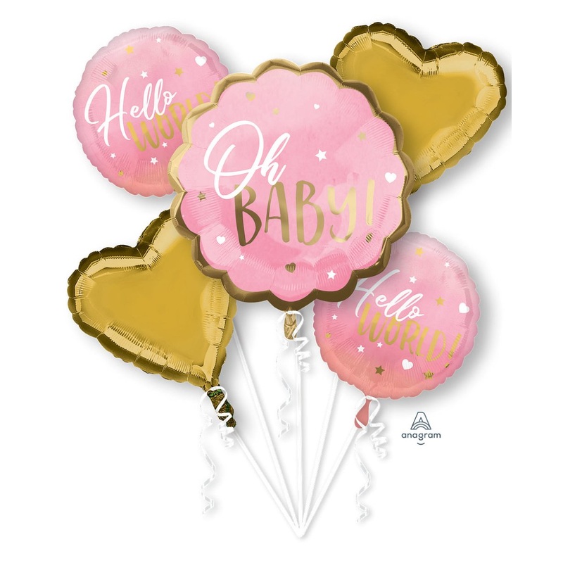 Pink Baby Girl (5 Balloons) - (Single Pack). 3972601