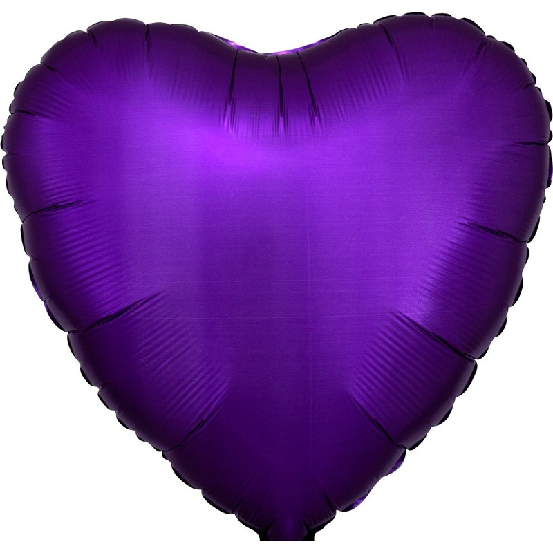 Satin Luxe Purple Royale Heart 17" - (Single Pack). 3681801