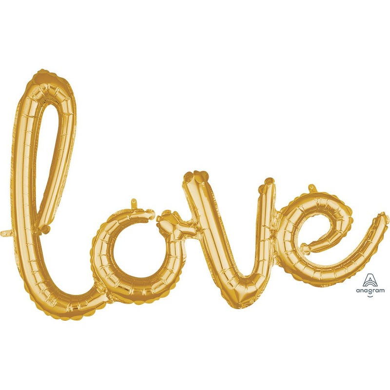 Script Phrase Love Gold 31" x 21" - (Single Pack). 3669601