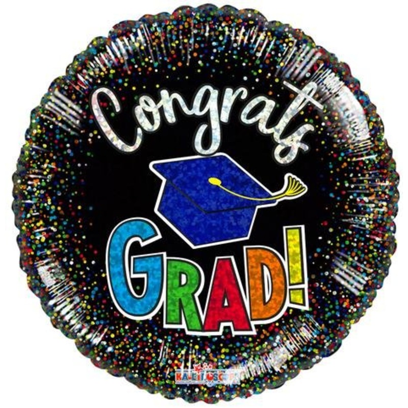 18" Congrats Grad Confetti Holographic Foil - (Single Pack). 85352-18