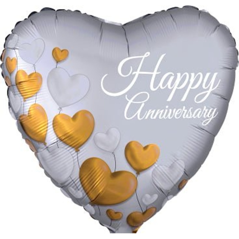Anniversary Platinum Hearts 18" - (Single Pack). 3800101