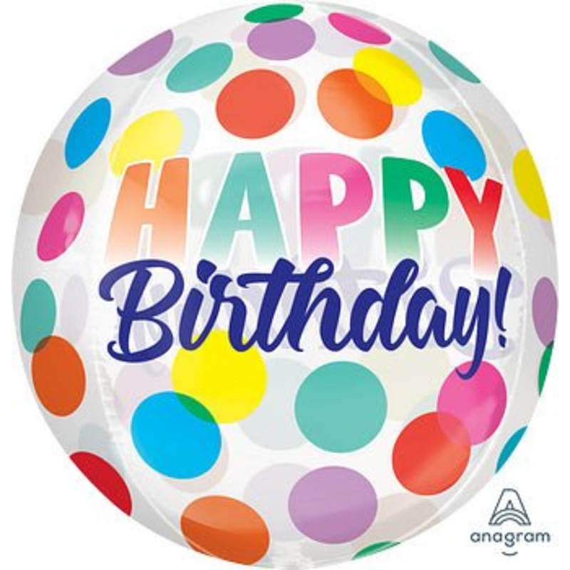 Happy Birthday Big Dots Orbz 15" - (Single Pack). 3783801
