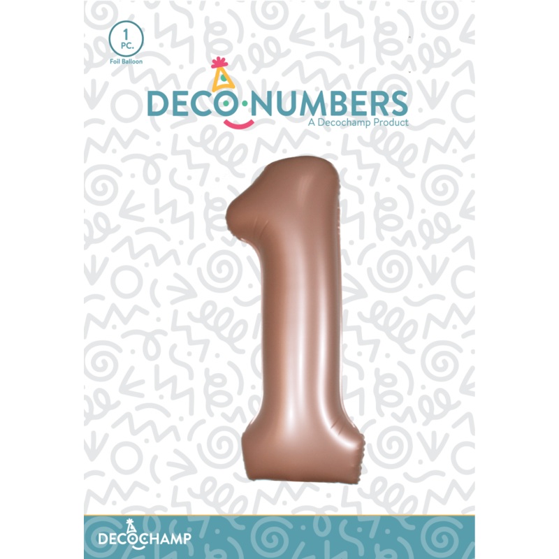 Number 1 Dusty Rose Foil Balloon 34" (Single Pack) DECONUMBER