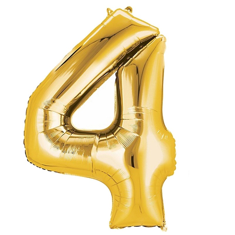Number 4 Gold Foil Balloon 14" in each. 35061-14