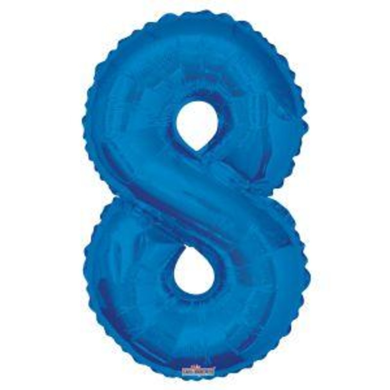 Number 8 Blue Foil Balloon 34" in each. 19670-34