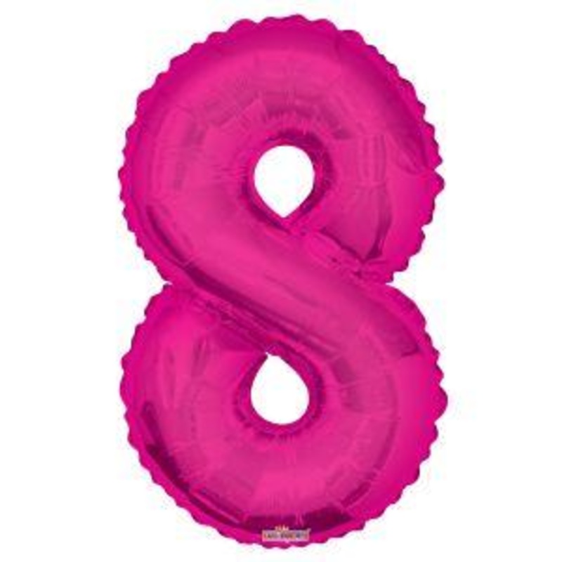 Number 8 Hot Pink Foil Balloon 34" in each. 19680-34
