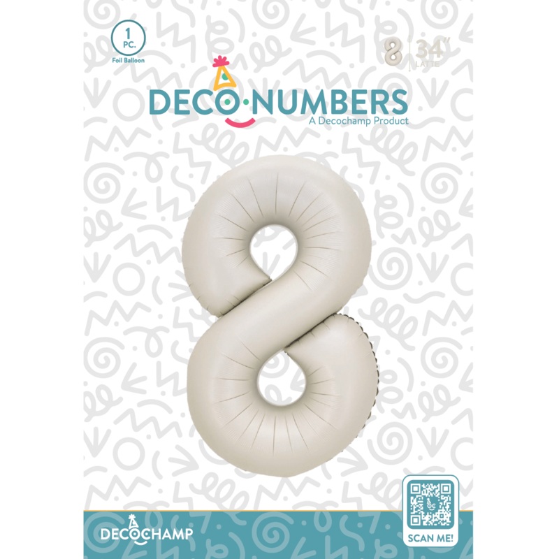 Number 8 Latte Foil Balloon 34" (Single Pack) DECONUMBER