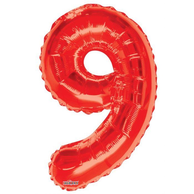 Number 9 Red Foil Balloon 34" in each. 15929-34