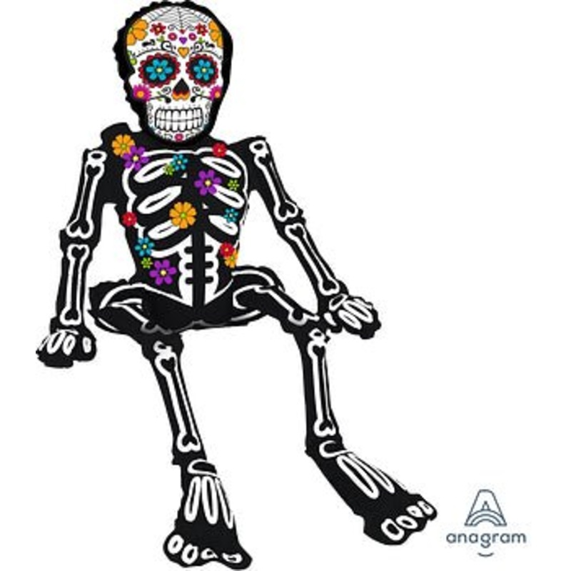 Sitting Day of the Dead Skeleton 18" x 26" - (Single Pack). 4202001