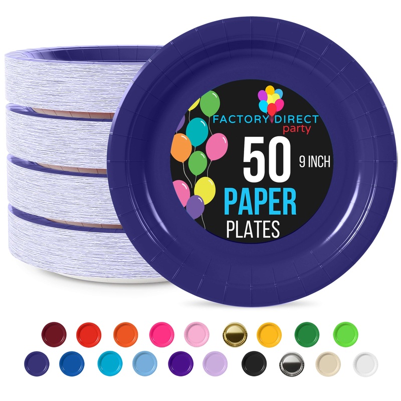 9 In. Navy Paper Plates - 50 Ct.