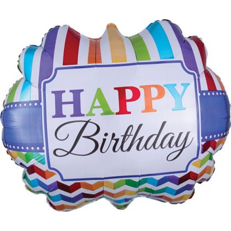HBD Bright Stripe & Chevron 25" x 22" - (Single Pack). 3084801