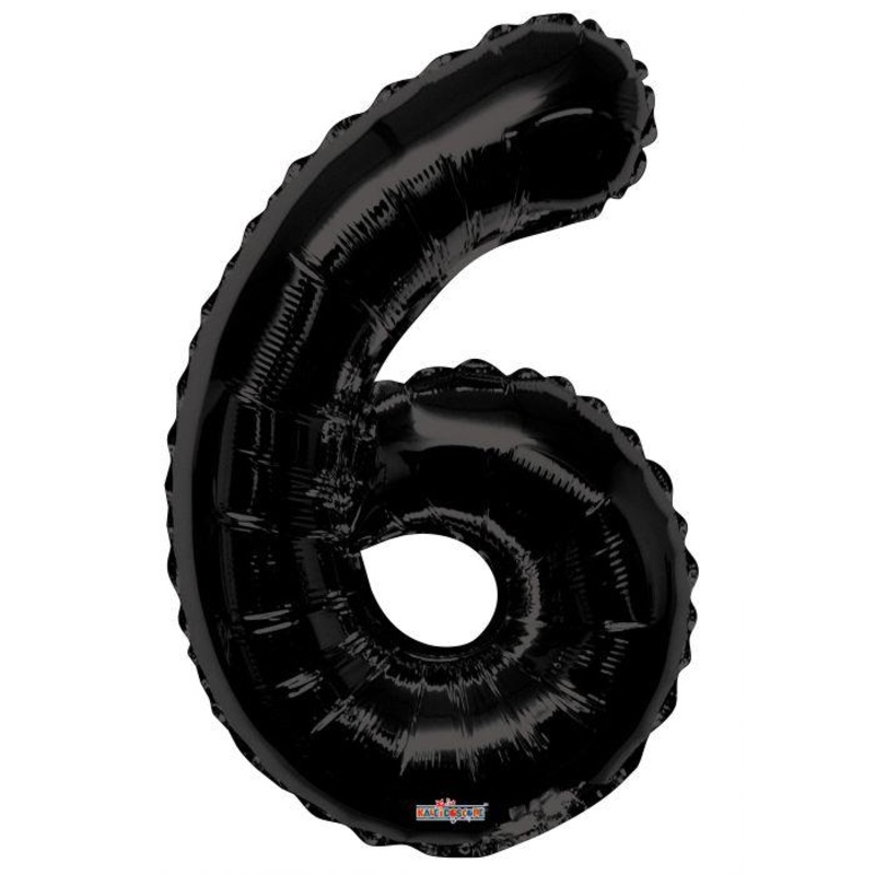 Number 6 Black Foil Balloon 34" each. 19688-34