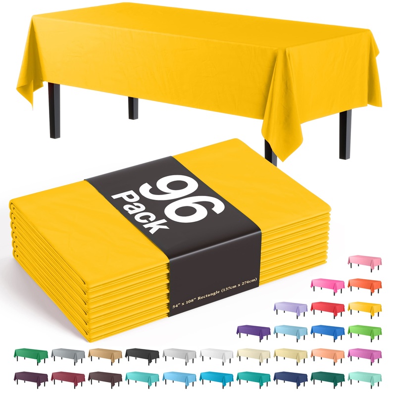 Premium Yellow Plastic Table Cover | Case of 96