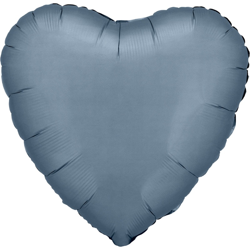 Satin Luxe Steel Blue Heart 17" - (Single Pack). 3681401