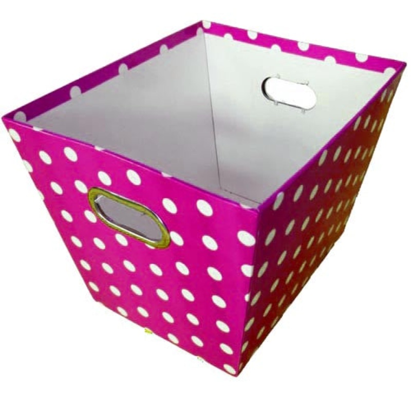 Decorative Basket With Polka Dots-Magenta