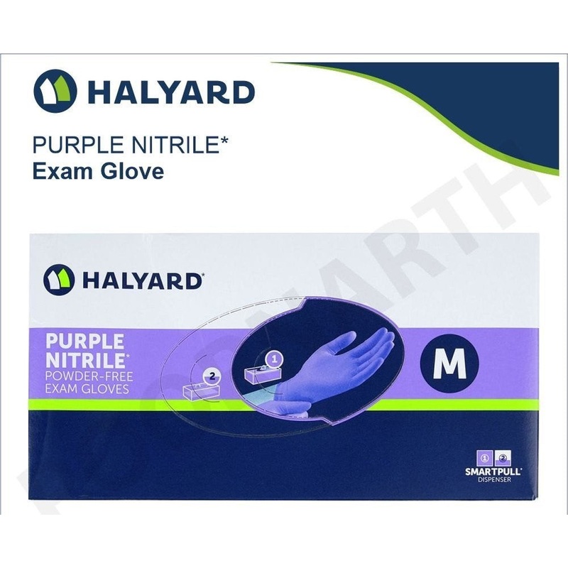 Halyard 55082 Powder Free M Purple Nitrile Gloves - 100 Count