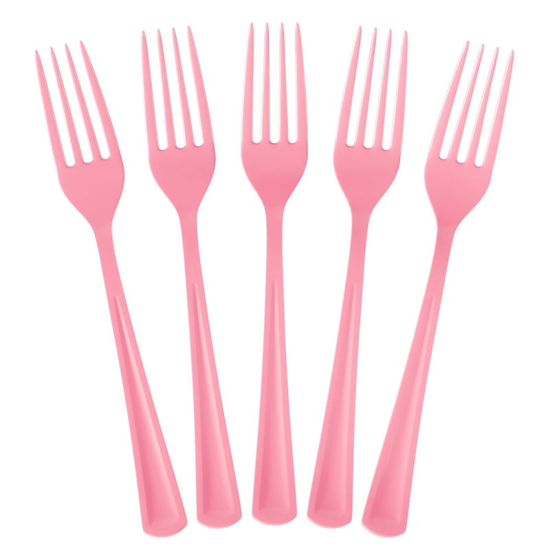 Heavy Duty Pink Plastic Forks | 100 Count