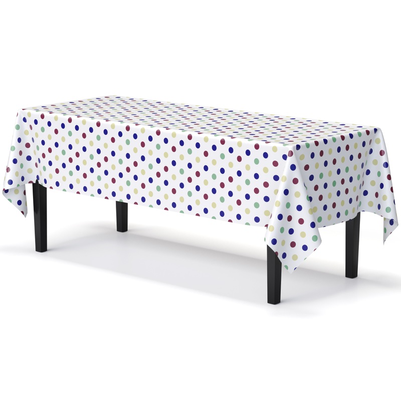 Multi Colored Polka Dot Plastic Table Cover | Case of 48