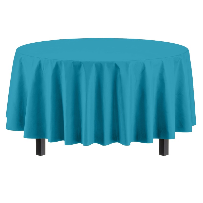Premium Round Turquoise Plastic Table Cover