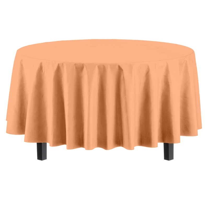 Round Peach Plastic Table Cover
