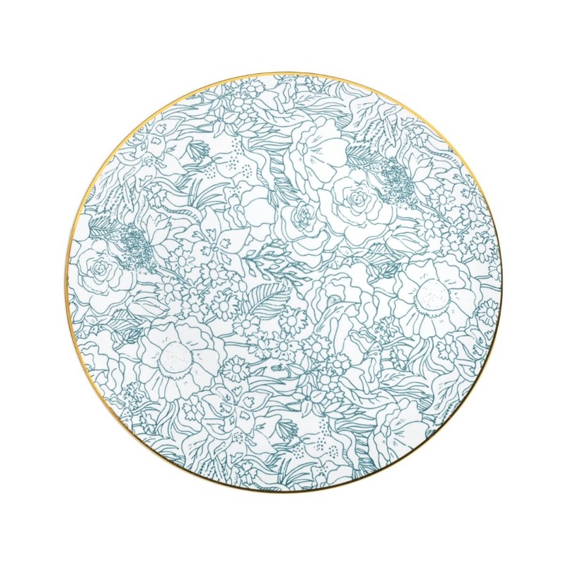 10 In. Floral Brush Design Plastic Plates | 10 Count
