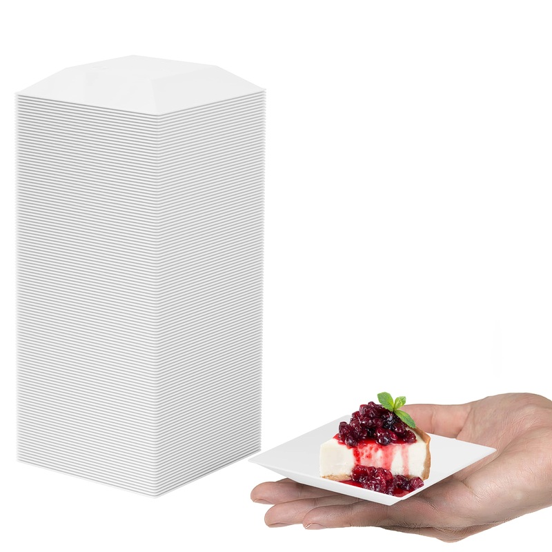 2.95 In. White Square Miniature Plates | 20 Count