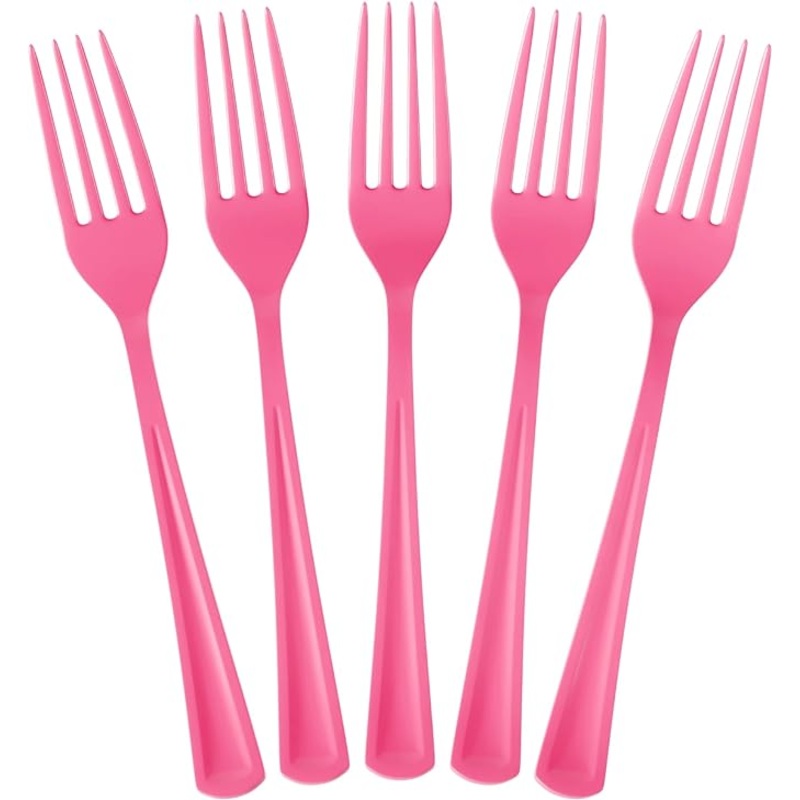 Heavy Duty Cerise Plastic Forks | 100 Count