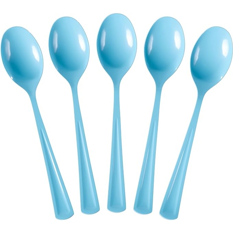 Heavy Duty Light Blue Plastic Spoons | 50 Count
